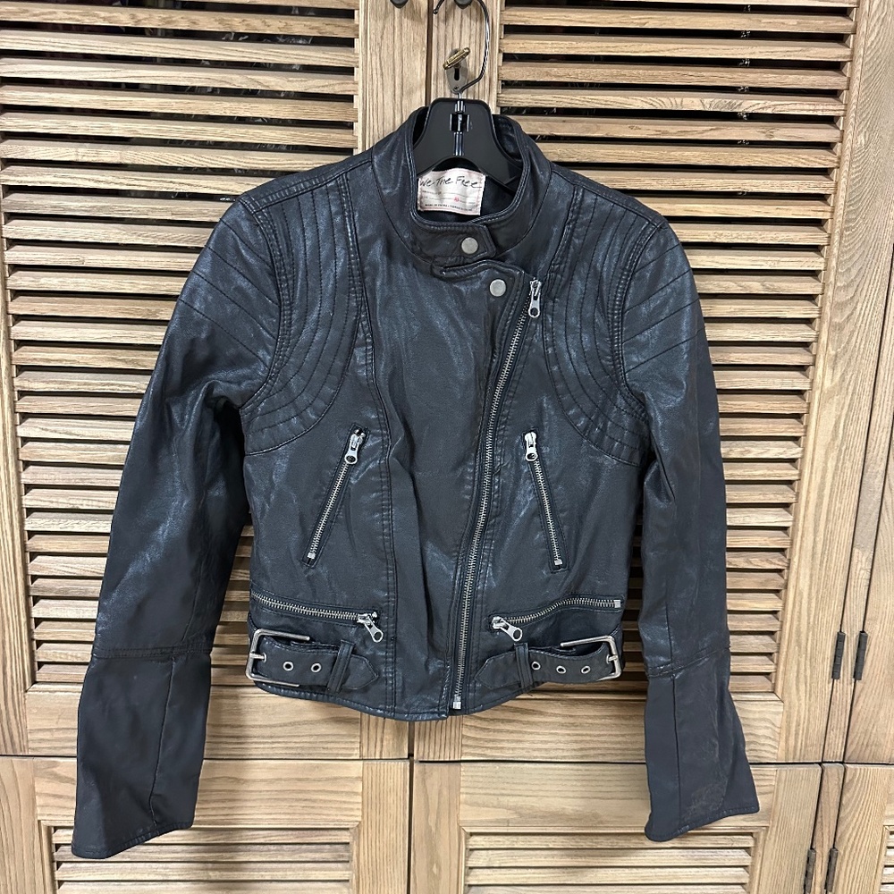 We the Free Vegan Leather Moto Jacket Size XS